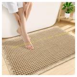 Smiry Waffle Bath Mat , Non Slip Brown