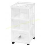 IRIS 3-Drawer Storage Cart with Wheels, White