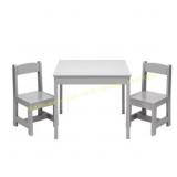PJ Wood Kids Table & 2 Chairs Set, Grey