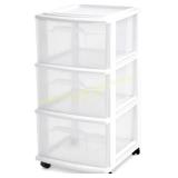 HOMZ 3-Tier Drawer Tower Rolling Cart White & Laun