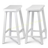 White Wood Counter Stools 16.34x12.64x24"