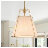 Modern Farmhouse 15 in.W Brass Frame Pendant Light