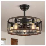 20 in. Indoor Black Ceiling Fan with Light