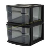 Homz 1-Drawer Plastic Cart, Black/Smoke (2)