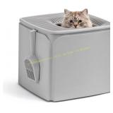 IRIS Premium Top Entry Cat Litter Box Gray