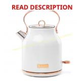 Haden White Retro Stainless Steel 1.7L Kettle