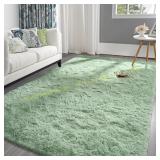 Pettop Fluffy Sage Green Area Rug, 4x6 Feet