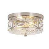 2-Light Brushed Nickel Flush Mount Light