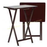 2.2 ft. Brown Wood Folding TV Tray Tables