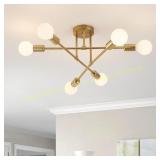 Gold Sputnik Chandelier, 6 Lights