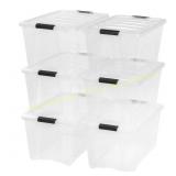 54-Qt Stack & Pull Storage Box (6-Pack); Clear 4pc
