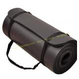 Black 24" x 68" Foam Yoga Mat with Strap