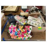 Assorted home decor, hand bag, book, metal basket