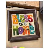 Vintage Framed Needlepoint Wall Hanging