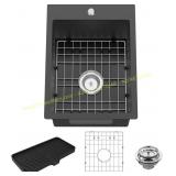 Small Black Sink 15x20in Stainless Grid