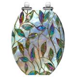 Elongated Toilet Seat with 3D Resin Texture