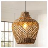 Brown Rattan Pendant Lights, 11.8in