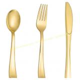 N9R Gold Plastic Flatware Set 200F150S150K