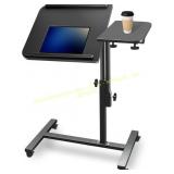 Black Tilt-Swivel Laptop Bed Table with Wheels