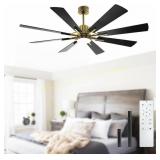 60" Black & Gold Ceiling Fan with Lights