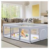 Fshibila 74"x50" Baby Playpen, Grey