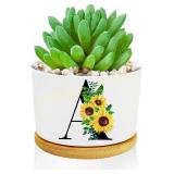 Sunflower Initials A Succulent Pot 3" Ceramic