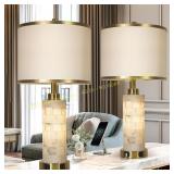 KIVDITZO 27" Alabaster Table Lamps (2)