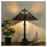 Tiffany Sea Blue Stained Glass Desk Lamp 24"