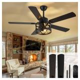 Black 42" Farmhouse Ceiling Fan with Lights