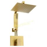 Brushed Gold Shower System with Rain Head Set