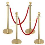 Stanchion Post 5 ft Red Rope Barrier Set