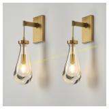 Brass Raindrop Sconces   2, Gold Wall Lights