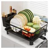 Dish Drainer Rack with Drip Tray - Black