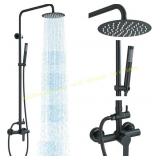 Shower System Matte Black 8" Rain Head Set