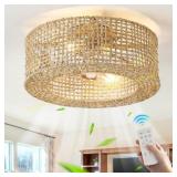 DDLLDESHI Boho Caged Ceiling Fan 20"