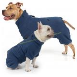 SCENEREAL Fleece Dog Coat with Harness, Navy L