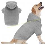 Fuzzy Dog Sweaters for Large Dogs Grey-XL