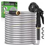 Garden Hose 50ft: Stainless Steel, 10 Nozzles USED