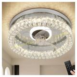 CLAIRDAI Crystal Ceiling Fan Chrome