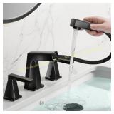 MIAOHUI 8" Widespread Matte Black Faucet