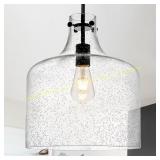 CATINER 12" Black Seeded Glass Pendant Light
