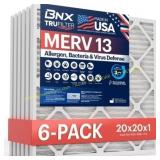2Ct BNX TruFilter 20x20x1 MERV 13 Filter, 6-Pack