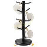 Lorbro Coffee Mug Tree, 8 Hooks, Wooden Rack