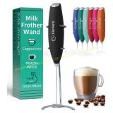 Milk Frother Wand & Stirrer with Stand (Black)