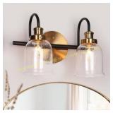 13 in. 2-Light Seeded Glass Bath Vanity Light