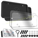 2 Pcs Silicone License Plate Frames + Covers