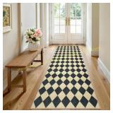 LIVEBOX Checkered Rug Runner 2.5x8 Non Slip