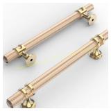 2Ct Amerdeco 10 Pack Knurled Gold Cabinet Pulls 5"