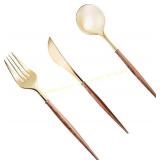 Lullaby 240PCS Gold Plastic Silverware Set