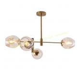 33 in. 4-Light Gold Pendant with Glass Shade